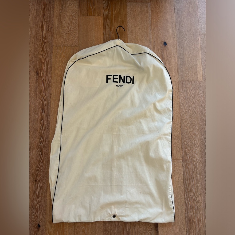 Fendi Case Ivory Garment Cover with Black Trim
